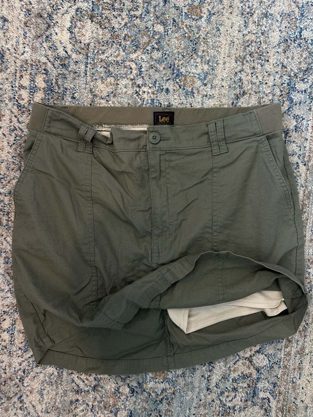Lee Women's Olive Green Skort Size 16 Outdoor Casual Cargo Utility Skirt with Bu